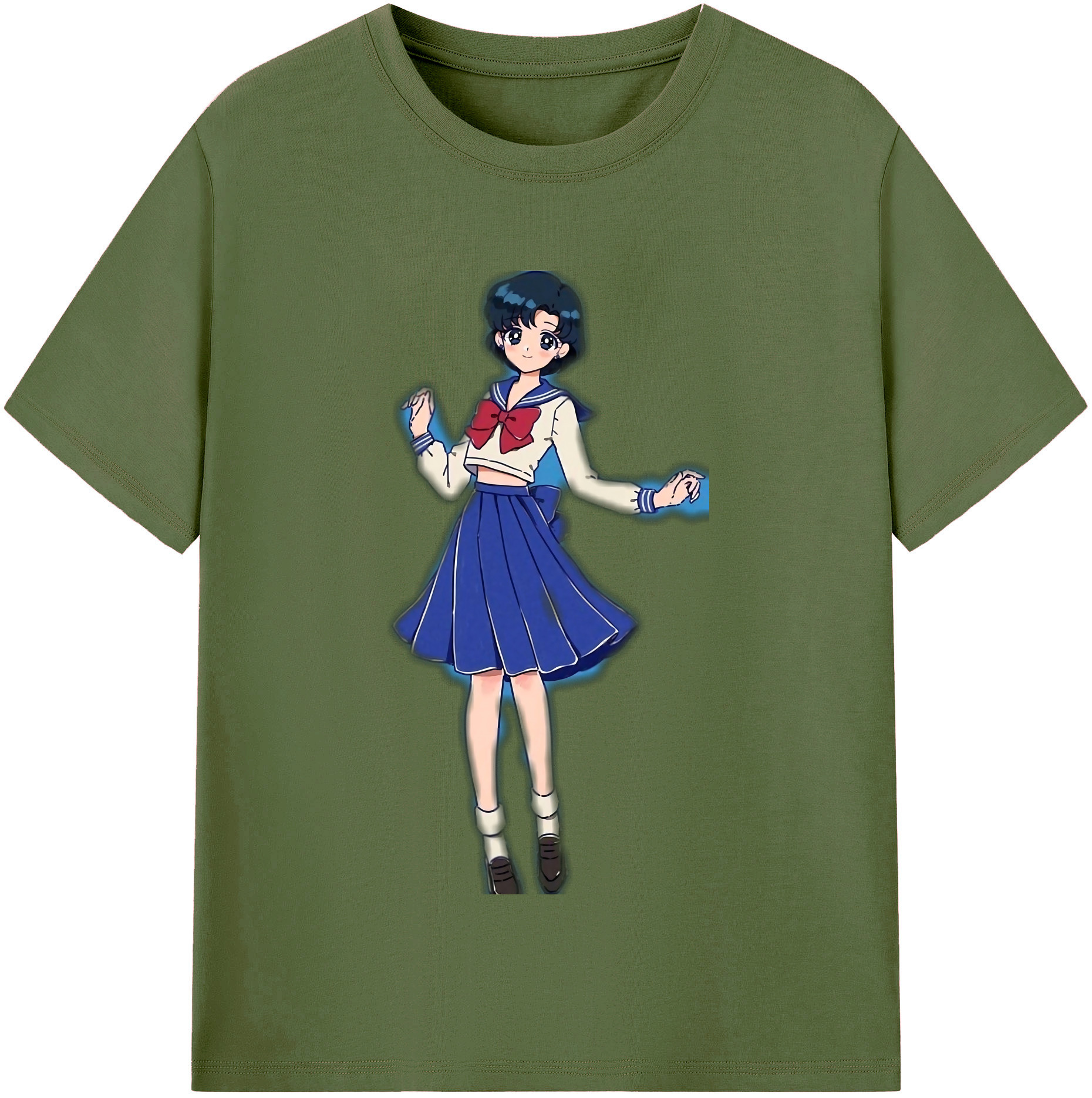 （画像用） 美少女戦士セーラームーン 水野 亜美 みずの あみ Sailor Moon Mizuno Ami 綿100％半袖Tシャツ（フロントプリント）